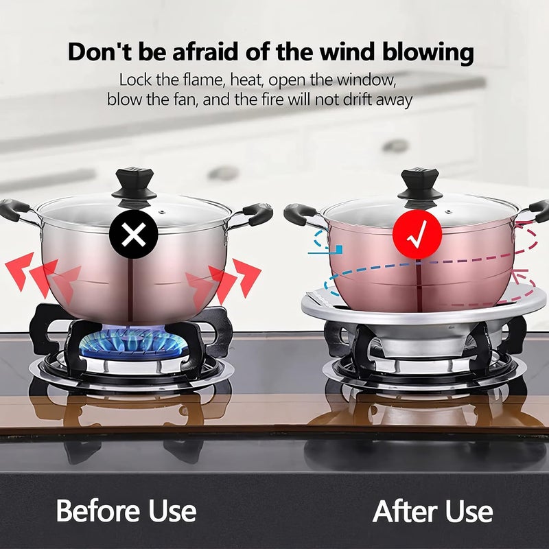 Diskary Gas Saver Burner Stand Gas Chula Burner Gas Saver Stand Jali Ring Fire Windproof Energy Saving Gas Chula Support Stand Silver Pack of 2 - Image 2