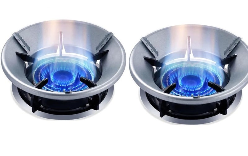 Diskary Gas Saver Burner Stand Gas Chula Burner Gas Saver Stand Jali Ring Fire Windproof Energy Saving Gas Chula Support Stand Silver Pack of 2 - Image 1