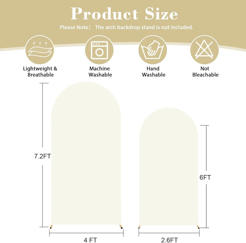 Suppromo Ivory Arch Cover Set of 2 Spandex 7.2 and 6ft Ivory Arch Backdrop Cover Wedding Arch Stand Covers for Bridal Shower Wedding Baby Shower Birthday Party Ceremony Banquet Photo Arched Background - Image 2