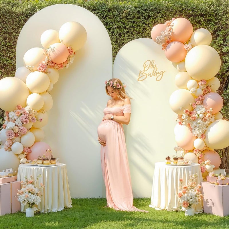 Suppromo Ivory Arch Cover Set of 2 Spandex 7.2 and 6ft Ivory Arch Backdrop Cover Wedding Arch Stand Covers for Bridal Shower Wedding Baby Shower Birthday Party Ceremony Banquet Photo Arched Background - Image 5