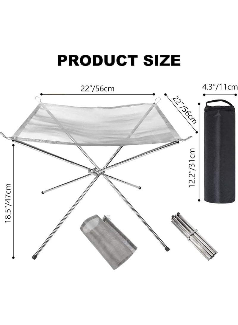 انسجام موقد نار خارجي محمول 22 بوصة - موقد نار مُطوَّر للتخييم، قابل للطي والتركيب، مصنوع من شبكة معدنية، مثالي للتخييم، وإشعال النار في الفناء الخلفي والحديقة - حقيبة حمل مُرفقة - Image 4