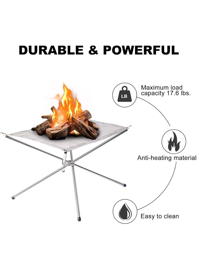 انسجام موقد نار خارجي محمول 22 بوصة - موقد نار مُطوَّر للتخييم، قابل للطي والتركيب، مصنوع من شبكة معدنية، مثالي للتخييم، وإشعال النار في الفناء الخلفي والحديقة - حقيبة حمل مُرفقة - Image 3