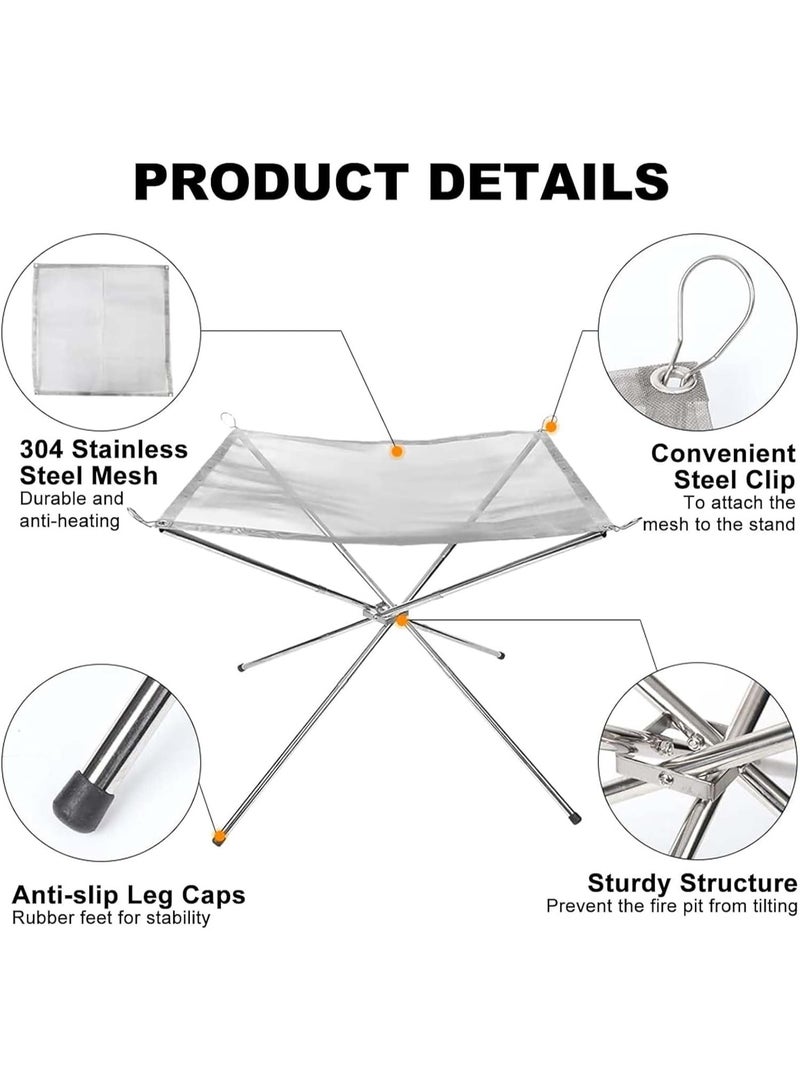 انسجام موقد نار خارجي محمول 22 بوصة - موقد نار مُطوَّر للتخييم، قابل للطي والتركيب، مصنوع من شبكة معدنية، مثالي للتخييم، وإشعال النار في الفناء الخلفي والحديقة - حقيبة حمل مُرفقة - Image 2