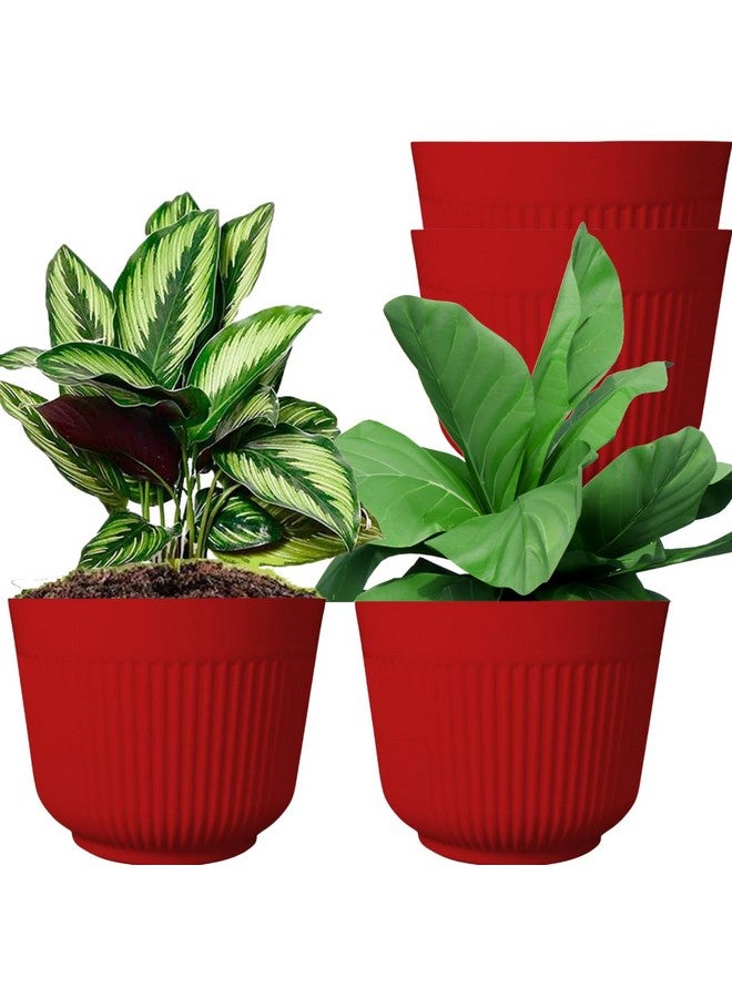 تيك بليز TECHBLAZE 12 بوصة أوعية للنباتات كبيرة الحجم من البلاستيك متعددة الألوان للزراعة الداخلية والخارجية والحديقة والشرفة والحضانة والمدرسة والمكتب المنزلي (أحمر، عبوة من 4 قطع) - Image 1