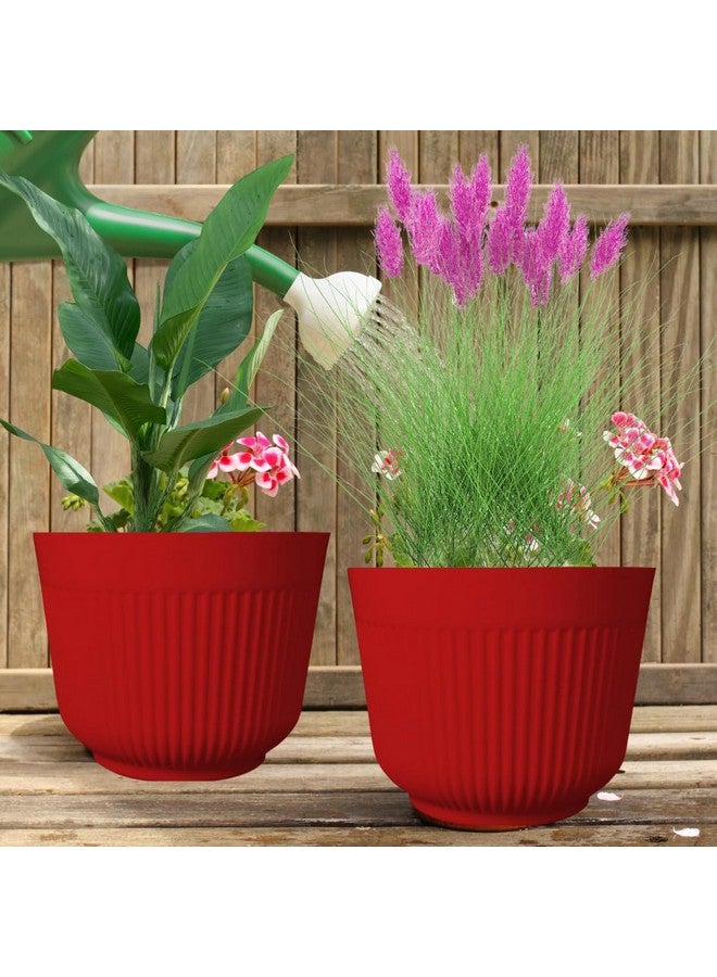 تيك بليز TECHBLAZE 12 بوصة أوعية للنباتات كبيرة الحجم من البلاستيك متعددة الألوان للزراعة الداخلية والخارجية والحديقة والشرفة والحضانة والمدرسة والمكتب المنزلي (أحمر، عبوة من 4 قطع) - Image 5