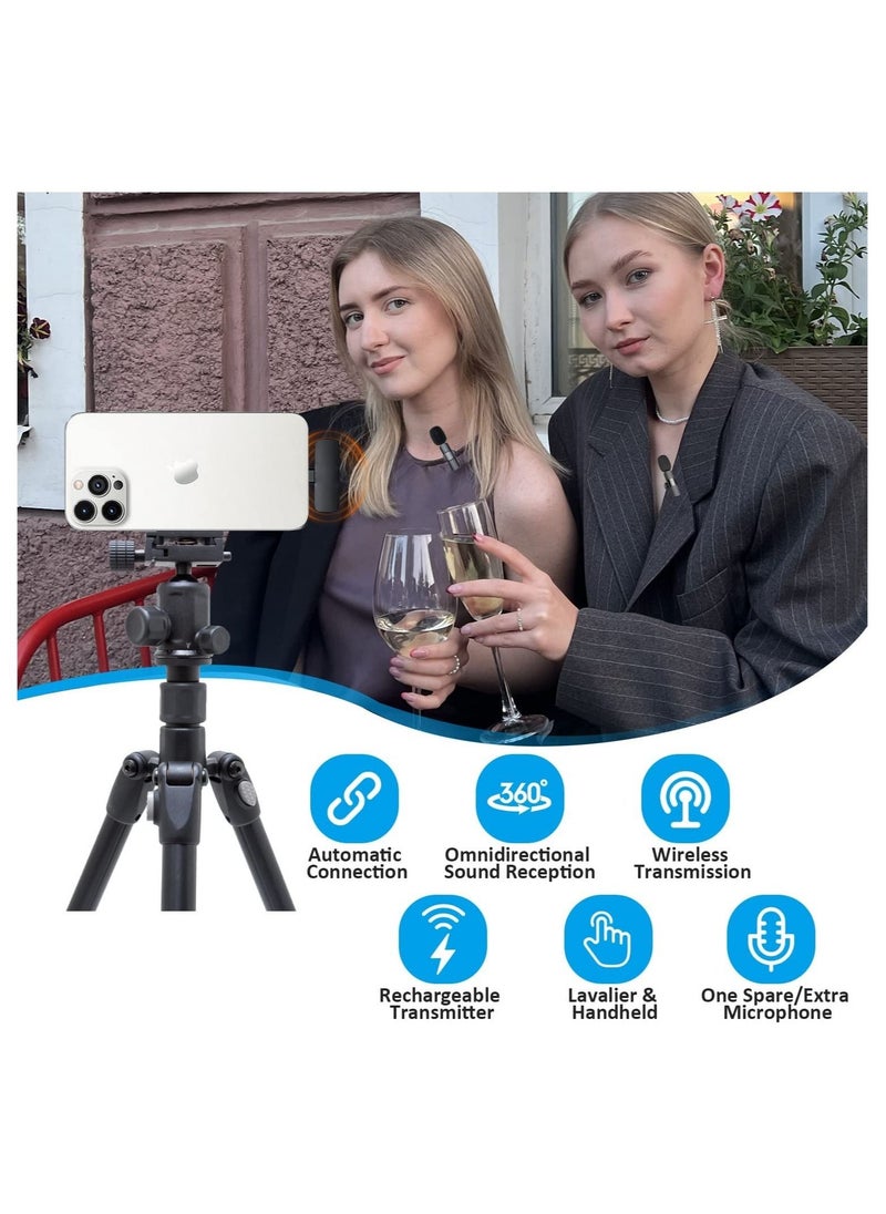 Generic - Professional Wireless Lavalier Lapel Microphone for iPhone, iPad - Cordless Omnidirectional Condenser Recording Mic for Interview Video Podcast Vlog YouTube - Image 1