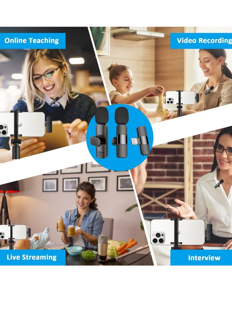 Generic - Professional Wireless Lavalier Lapel Microphone for iPhone, iPad - Cordless Omnidirectional Condenser Recording Mic for Interview Video Podcast Vlog YouTube - Image 1