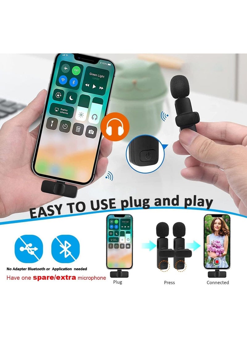Generic - Professional Wireless Lavalier Lapel Microphone for iPhone, iPad - Cordless Omnidirectional Condenser Recording Mic for Interview Video Podcast Vlog YouTube - Image 1