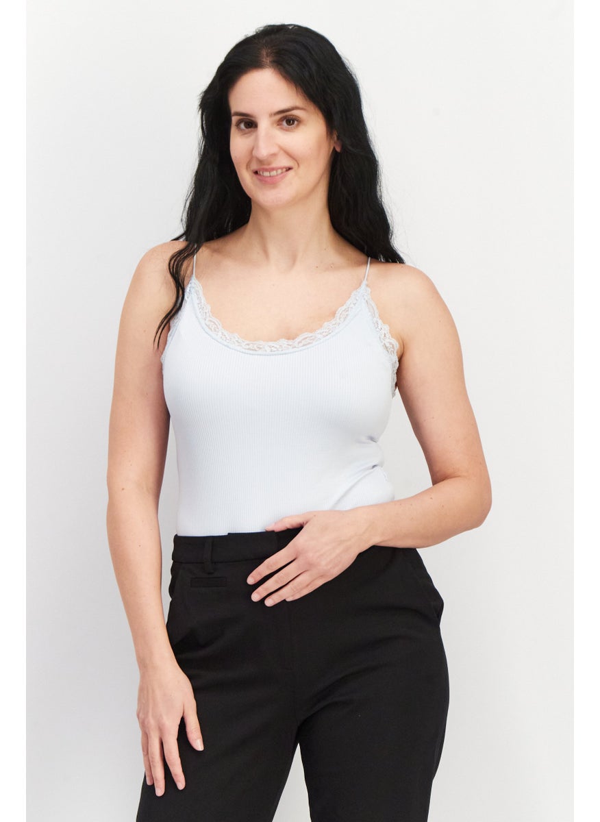 Don't Call Me Jennyfer - Women Textured Sleeveless Bodysuit, Sky Blue - Image 1