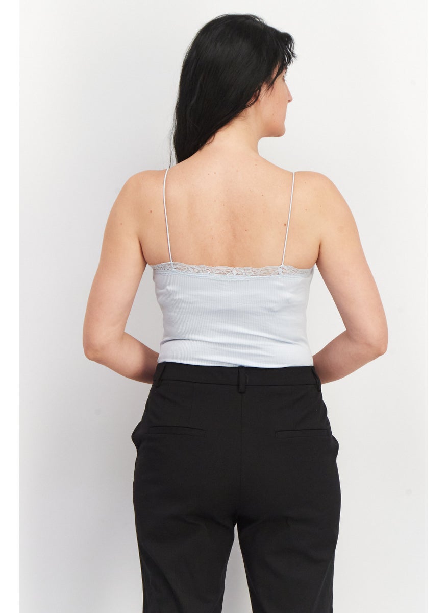 Don't Call Me Jennyfer - Women Textured Sleeveless Bodysuit, Sky Blue - Image 1