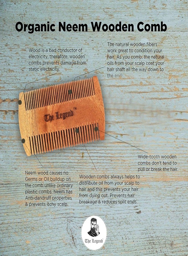 The Legend Organic Neem Wood Comb for Hair and Beard, Combo, Pack of 2 - Image 4