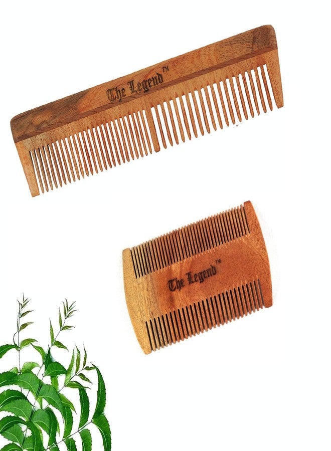 The Legend Organic Neem Wood Comb for Hair and Beard, Combo, Pack of 2 - Image 1