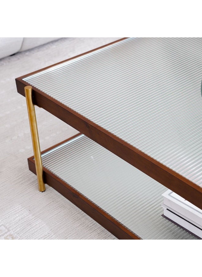 DANUBE HOME Azeron Coffee Table Multifunctional Living Room Center Table Modern Design Furniture For Home L100Xw100Xh44Cm-Brown/Gold  - Image 3