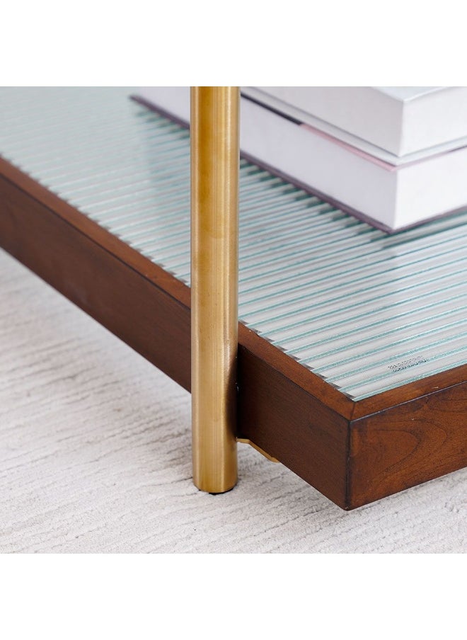 DANUBE HOME Azeron Coffee Table Multifunctional Living Room Center Table Modern Design Furniture For Home L100Xw100Xh44Cm-Brown/Gold  - Image 5