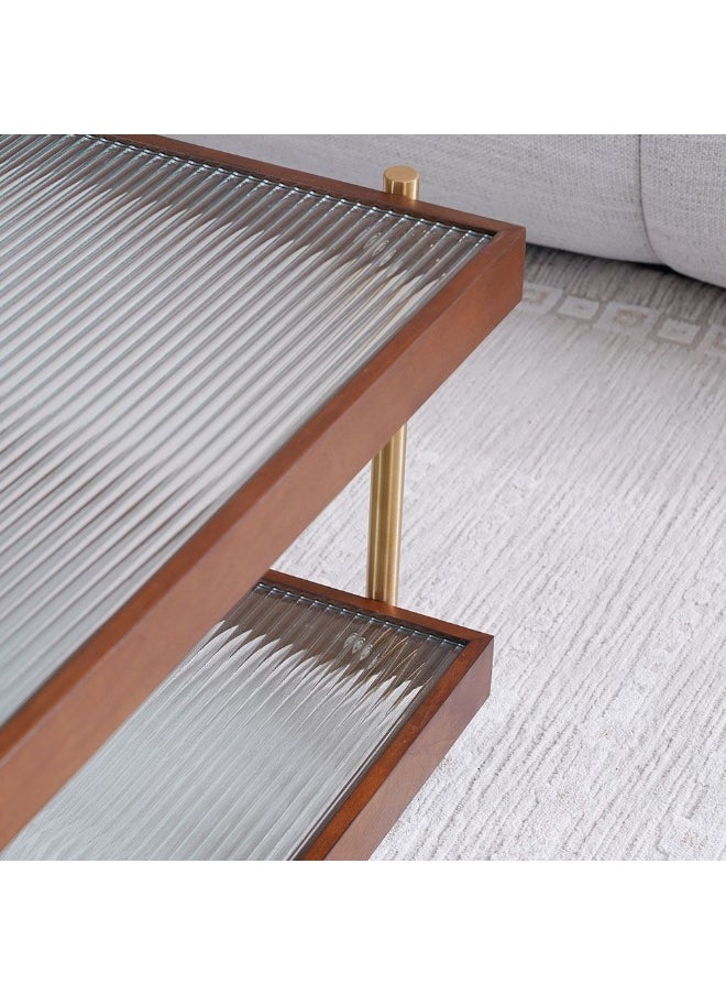 DANUBE HOME Azeron Coffee Table Multifunctional Living Room Center Table Modern Design Furniture For Home L100Xw100Xh44Cm-Brown/Gold  - Image 4