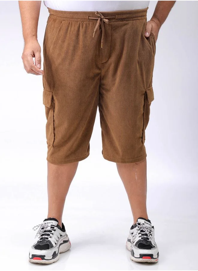 هاردسودا Men Plus Size Loose Fit Self Design Cargo Shorts