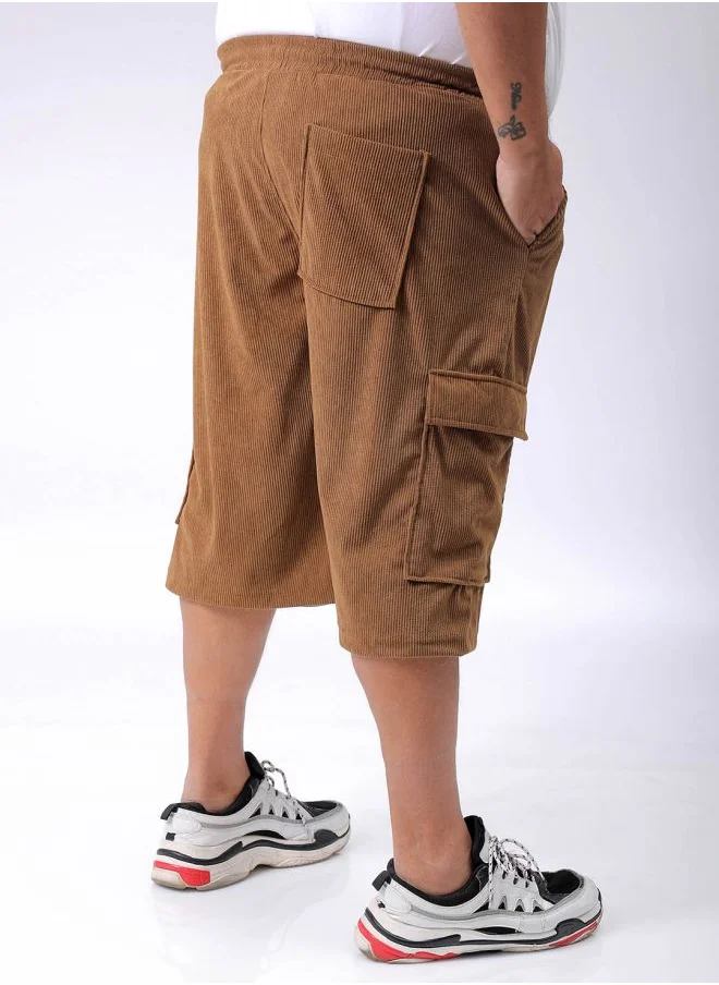 هاردسودا Men Plus Size Loose Fit Self Design Cargo Shorts
