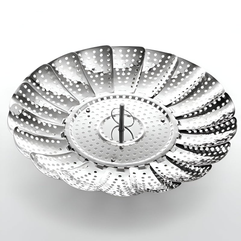 Adjustable Foldable Steam Basket - Stainless Steel Heat-Resistant Strainer for Cooking Healthy Meals, Suitable for Different Pot Sizes, Silver Finish (piece-1) - Image 1