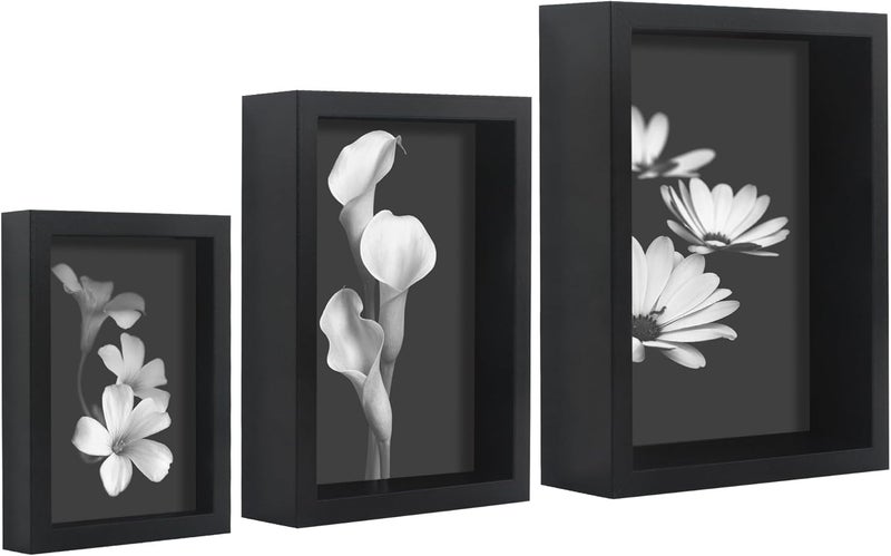 Americanflat Gallery Wall Frame Set of 3 - Picture Frame Set Includes 4x6, 5x7, 6x8 Frames - Black Picture Frames with Deep Molding and Shatter-Resistant Glass for Tabletop or Wall - Image 1