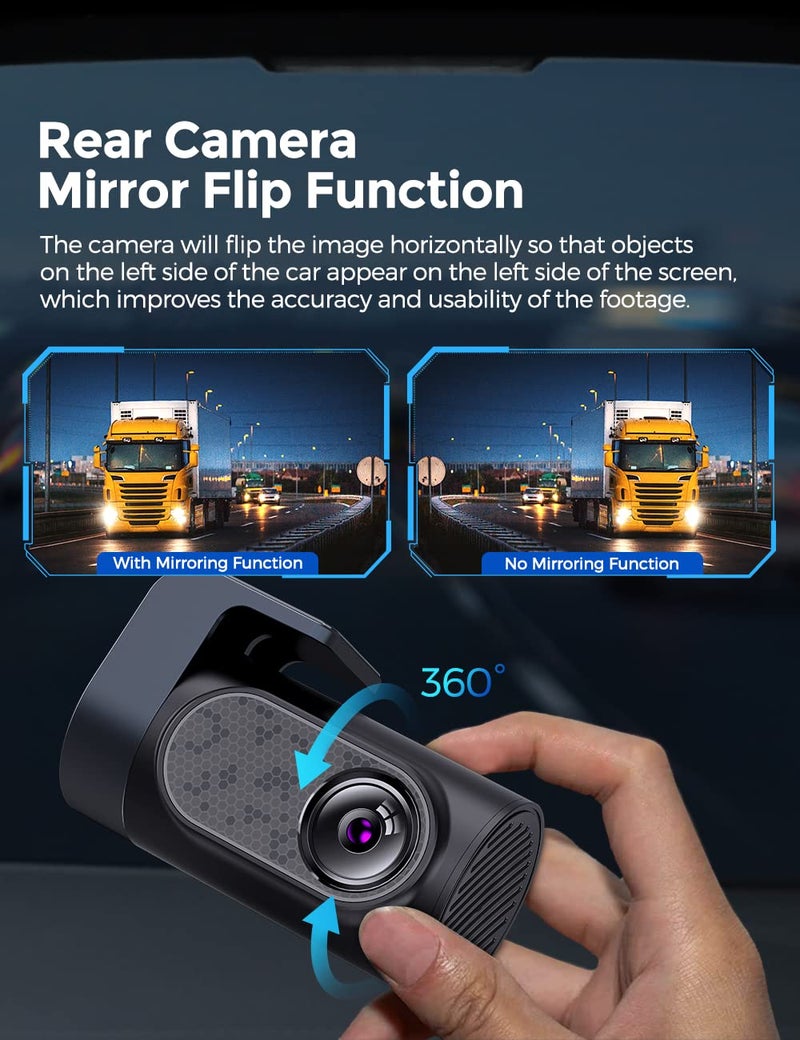 AZDOME 4K 5G WiFi Dash Cam for Car Front and Rear, 3.18" IPS Screen Dashcam, Dashboard Camera, 4K+1K Dual Dash Cam Built-in GPS WDR IR Night Vision, 24H Parking Mode Black- Car Accessories - 256GB - Image 5