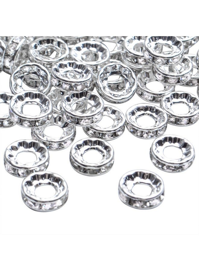 BronaGrand Rhinestone Spacer Beads,100Pcs Crystal Rhinestone Spacer Beads Large Hole European Beads Metal Beads Supplies For Diy Bracelet Necklace Jewelry Making - Image 4