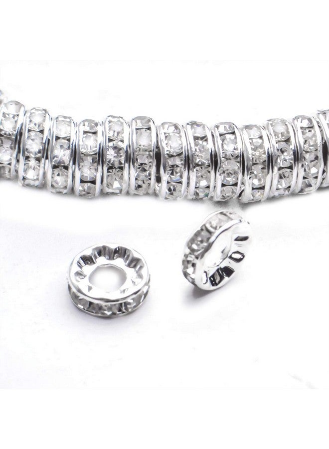 BronaGrand Rhinestone Spacer Beads,100Pcs Crystal Rhinestone Spacer Beads Large Hole European Beads Metal Beads Supplies For Diy Bracelet Necklace Jewelry Making - Image 5