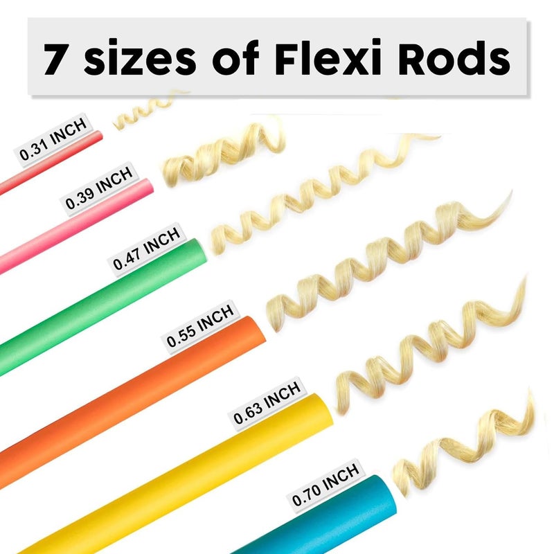 xnicx 42 pcs 7" Flexi Rods,Hair Curlers Rollers Flexible Curling Rods,Heatless Bendy Foam Curls for Long,Medium,Short Hair to Sleep in,with Hair Dryer Bonnet for Quick Shaping(Black) - Image 2