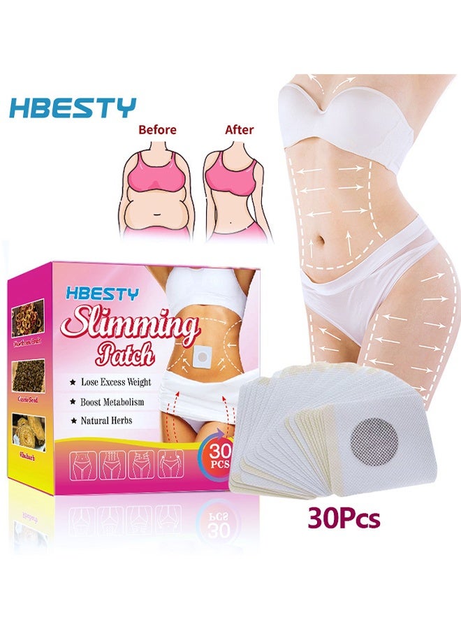 HBESTY 30Pcs Slimming Patch For Body Contouring, Tightens And Tones Your Skin, Slimming Patch Belly Patch, Helps To Improve Your Overall Health, Thin Pa-tch Navel Stick Burning Fat Weight Loss, Sweatproof Belly Pa-Tches, Belly Stickers Suitable For All Body Types - Image 1