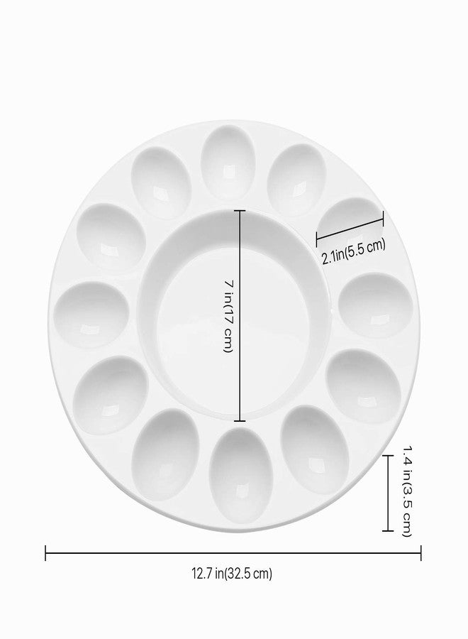Flexzion Deviled Egg Tray - Ceramic White Porcelain 12 Cup Egg Serving Tray Catering Platter for Hard Boiled Eggs, Easter Eggs Holder & Deserts Unique Decorative Kitchen Dish Plate Palette - Image 3