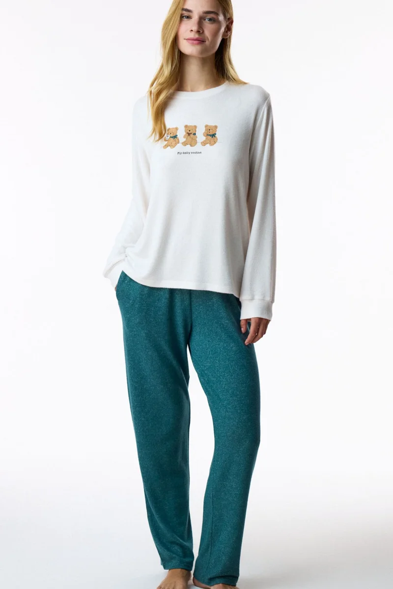 Penti PENTI Daily Routine Bear Print Long Sleeve Pyjama Top