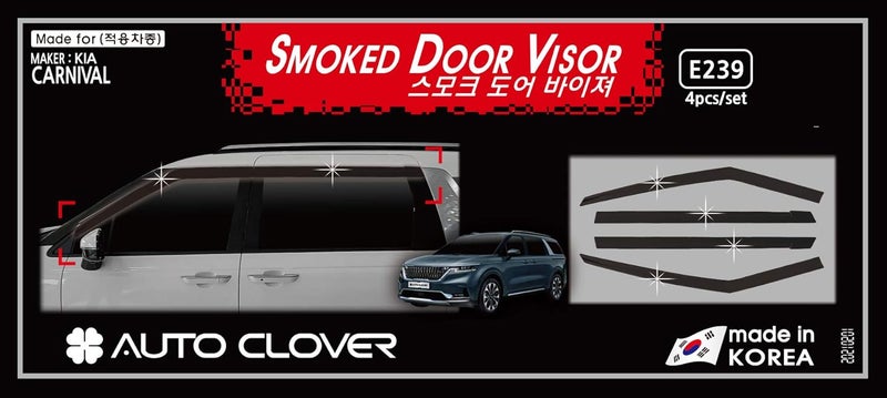 AUTO CLOVER أوتو كلوفر واقيات النوافذ المظللة للدخان، واقيات الرياح الجانبية، حراس المطر 4 قطع لكيا كارنفال الجديدة 2022 - Image 2