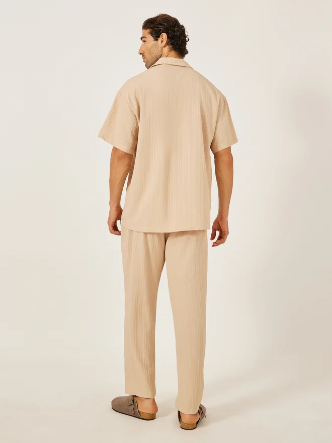 Take Two Take Two Textured Camp Collar Shirt and Pants Co-Ords