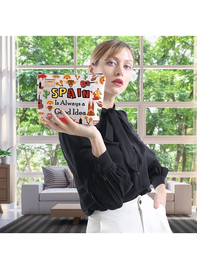 WCGXKO Spain Lover Gift Trip To Spain Gift Spain Is Always A Good Idea Zipper Pouch Cosmetic Bag (SPAIN) - Image 4