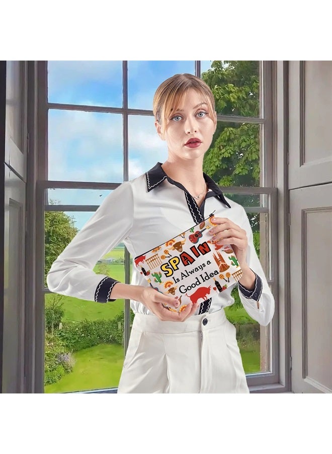 WCGXKO Spain Lover Gift Trip To Spain Gift Spain Is Always A Good Idea Zipper Pouch Cosmetic Bag (SPAIN) - Image 5