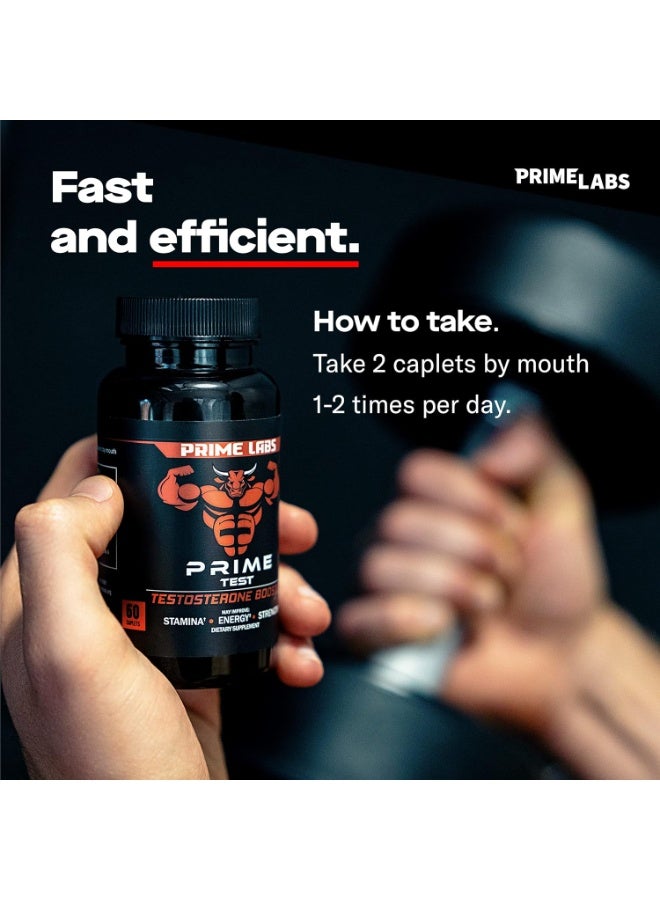 PRIME LABS Men's Testosterone Booster - Stamina, Endurance, & Strength Booster - 60 Caplets - Image 5