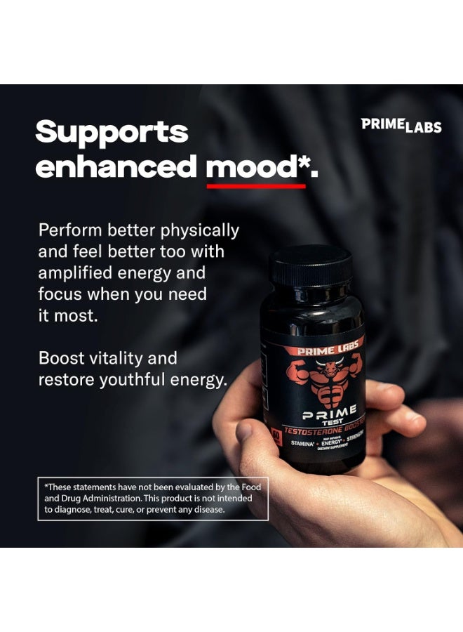 PRIME LABS Men's Testosterone Booster - Stamina, Endurance, & Strength Booster - 60 Caplets - Image 4