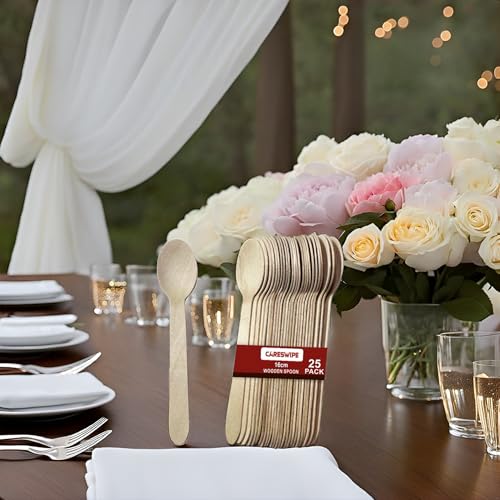 Careswipe Disposable Wooden Spoons Cutlery Set 16cm 25 Pcs - Image 2