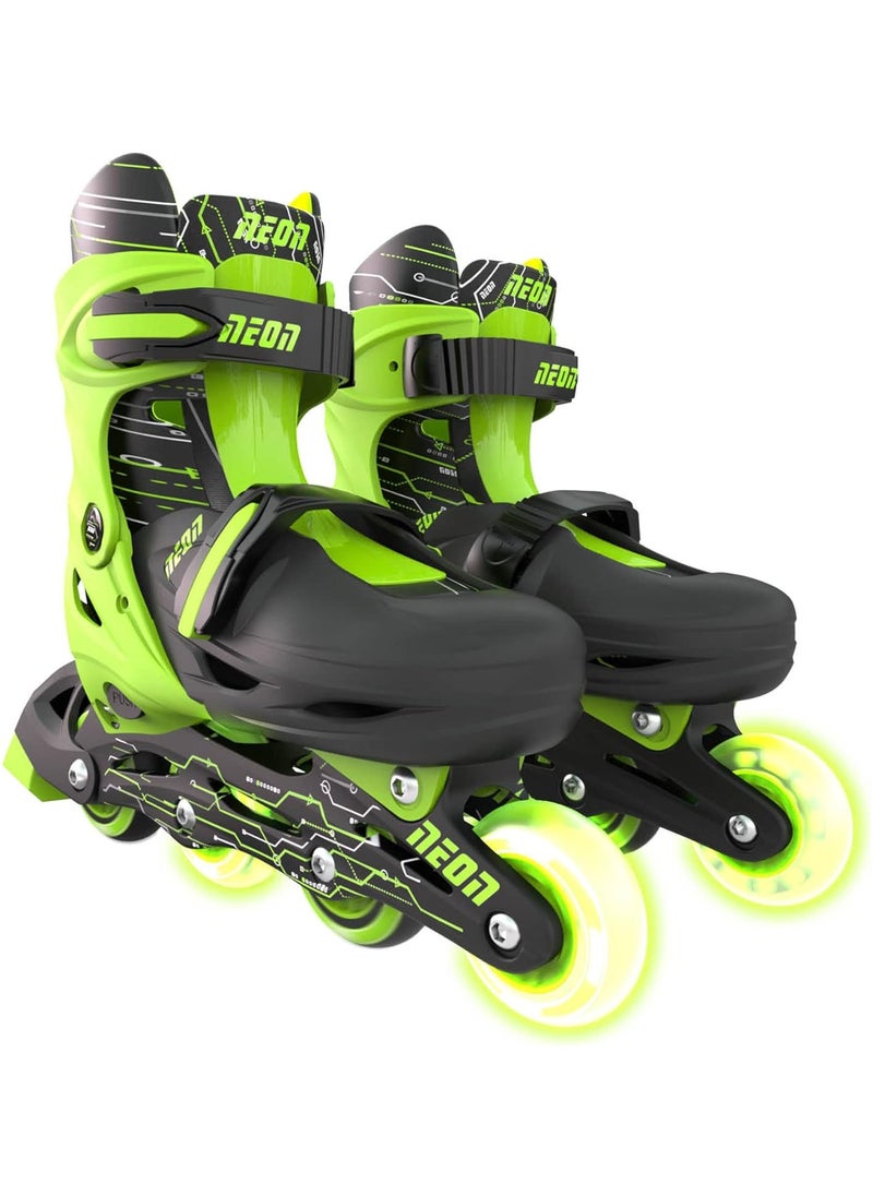 Yvolution Quad and Inline Skates Neon Combo 2-in-1 Skates for Kids with LED Wheels | Adjustable Sizing 3-6 Years  - Image 1