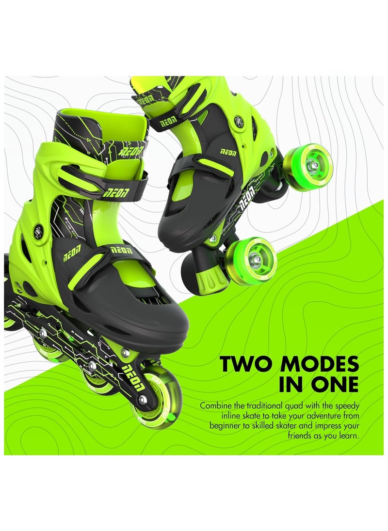 Yvolution Quad and Inline Skates Neon Combo 2-in-1 Skates for Kids with LED Wheels | Adjustable Sizing 3-6 Years  - Image 3