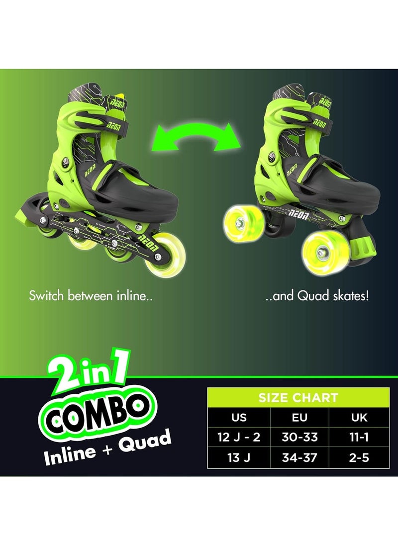 Yvolution Quad and Inline Skates Neon Combo 2-in-1 Skates for Kids with LED Wheels | Adjustable Sizing 3-6 Years  - Image 5