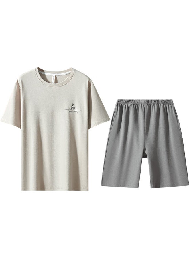 Your Sun Yiershuang Men's Pajamas, Summer Thin Cotton, Pullover Short-sleeve Shorts, Loose Casual Printed Loungewear Set, Suitable For Outdoor Wear - Image 3