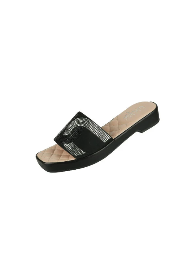 Michelle Morgan Black Michelle Morgan Ladies Low Flat Round 114RJ938 Black for Women | Best Price UAE