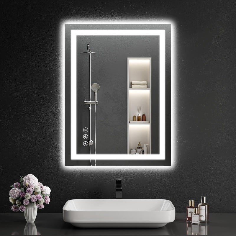 WISSMIELS 24"x32" LED Bathroom Mirror with Lights, Dimmable, Anti-Fog, Lighted Bathroom Vanity Mirror for Wall, Backlit + Front Lit, Memory Function, Shatter-Proof, Tempered Glass - Image 1