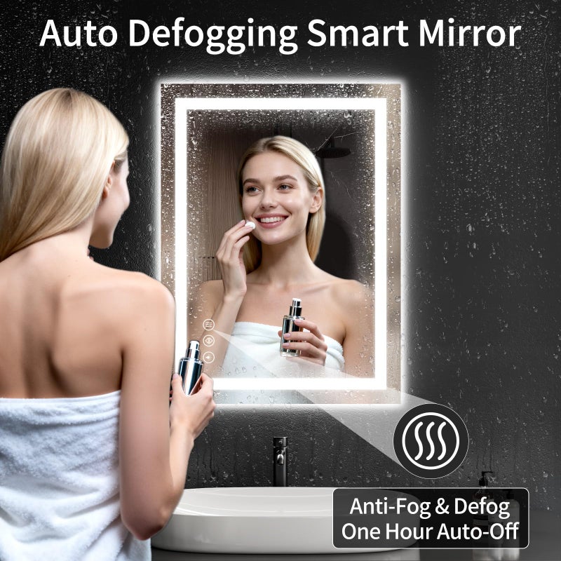 WISSMIELS 24"x32" LED Bathroom Mirror with Lights, Dimmable, Anti-Fog, Lighted Bathroom Vanity Mirror for Wall, Backlit + Front Lit, Memory Function, Shatter-Proof, Tempered Glass - Image 3