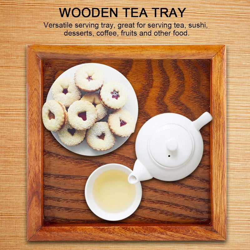 cheekyglo Square Wood Tray, Serving Dish Tea Plate Bed Tray for Sushi Snacks Fruits(12.5 * 12.5cm) - Image 3