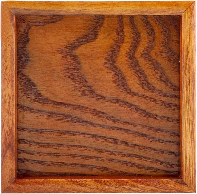 cheekyglo Square Wood Tray, Serving Dish Tea Plate Bed Tray for Sushi Snacks Fruits(12.5 * 12.5cm) - Image 1