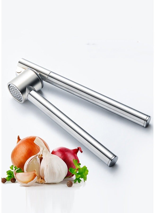 Stainless Steel  Zinc Alloy Multi-Function Garlic Press Set - Extended Garlic Crusher, Peeler  Masher for Home Kitchen Use - Image 2
