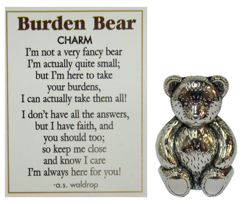 Burden Bear Zinc Pocket Charm wStory Card by Ganz