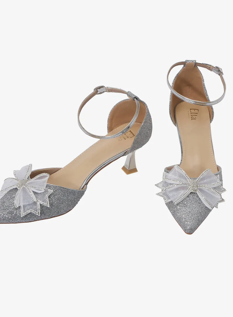 Ella Limited Edition SILVER Pointed Pump With Knot Detail for Women | Best Price UAE