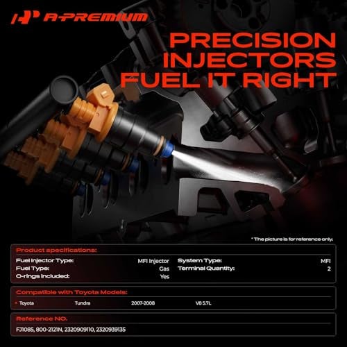 A-Premium APremium Fuel Injectors Set of 8 Compatible with Toyota Tundra 20072008 V8 57L Gas Replaces 2320909110 - Image 3